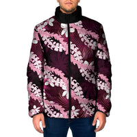 Puakenikeni Maile Lei Padded Jacket Frangipani Pink Tropical Leaves LT01 Men Pink - Polynesian Pride