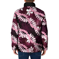 Puakenikeni Maile Lei Padded Jacket Frangipani Pink Tropical Leaves LT01 - Polynesian Pride