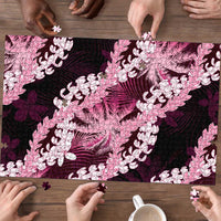 Puakenikeni Maile Lei Puzzle Frangipani Pink Tropical Leaves