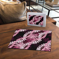 Puakenikeni Maile Lei Puzzle Frangipani Pink Tropical Leaves