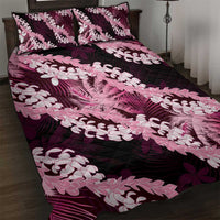 Puakenikeni Maile Lei Quilt Bed Set Frangipani Pink Tropical Leaves LT01 Pink - Polynesian Pride