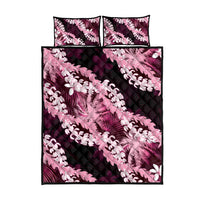 Puakenikeni Maile Lei Quilt Bed Set Frangipani Pink Tropical Leaves LT01 - Polynesian Pride