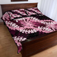 Puakenikeni Maile Lei Quilt Bed Set Frangipani Pink Tropical Leaves LT01 - Polynesian Pride