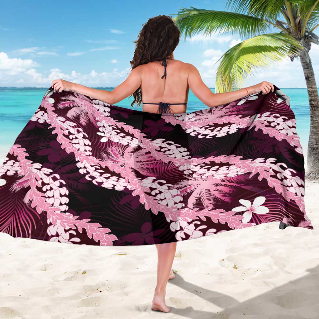 Puakenikeni Maile Lei Sarong Frangipani Pink Tropical Leaves