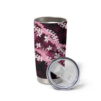 Puakenikeni Maile Lei Tumbler Cup Frangipani Pink Tropical Leaves LT01 - Polynesian Pride