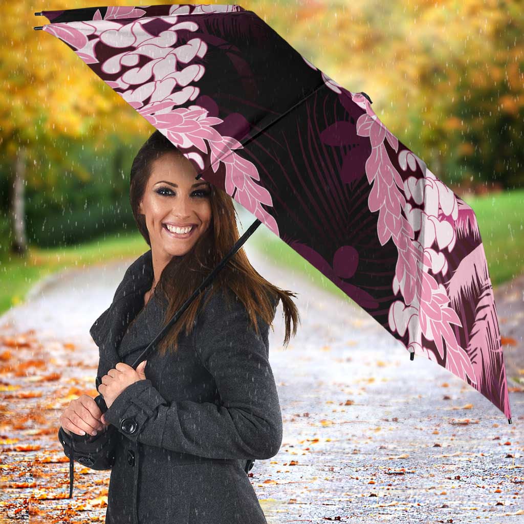 Puakenikeni Maile Lei Umbrella Frangipani Pink Tropical Leaves