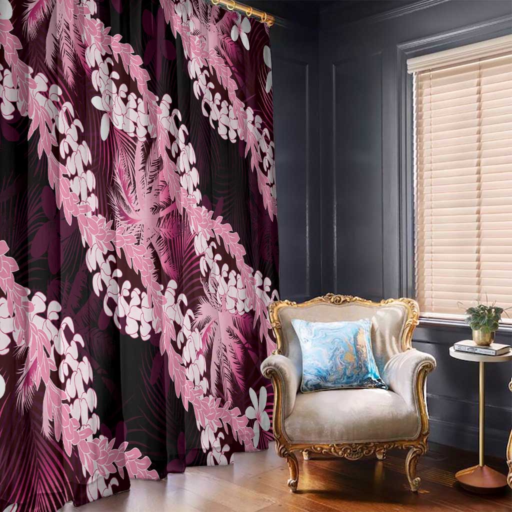 Puakenikeni Maile Lei Window Curtain Frangipani Pink Tropical Leaves LT01 - Polynesian Pride