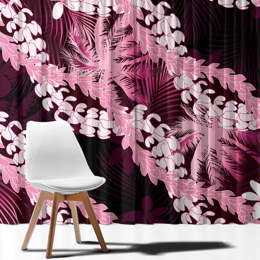 Puakenikeni Maile Lei Window Curtain Frangipani Pink Tropical Leaves LT01 - Polynesian Pride