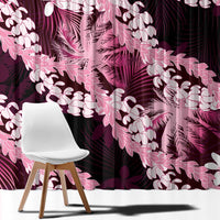 Puakenikeni Maile Lei Window Curtain Frangipani Pink Tropical Leaves LT01 - Polynesian Pride