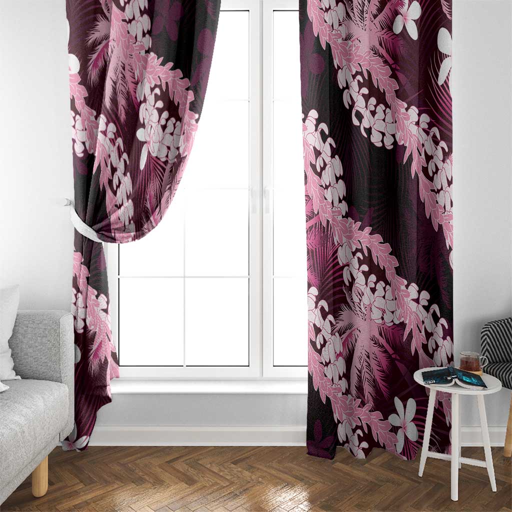 Puakenikeni Maile Lei Window Curtain Frangipani Pink Tropical Leaves LT01 - Polynesian Pride