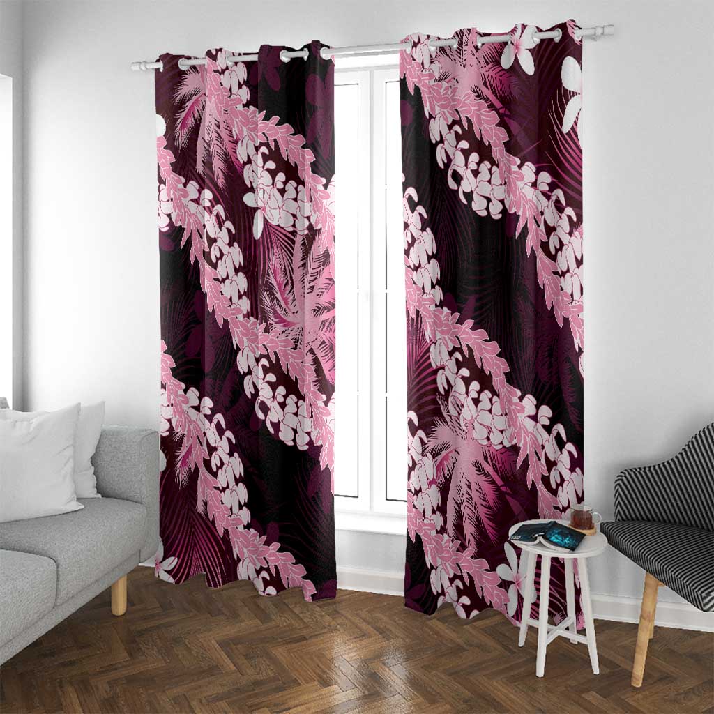 Puakenikeni Maile Lei Window Curtain Frangipani Pink Tropical Leaves LT01 With Grommets Pink - Polynesian Pride