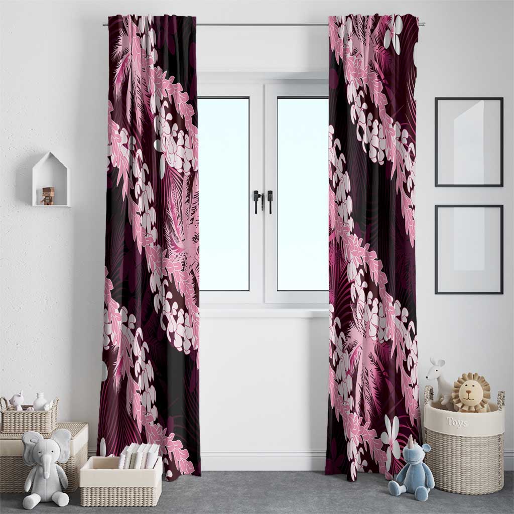 Puakenikeni Maile Lei Window Curtain Frangipani Pink Tropical Leaves LT01 - Polynesian Pride