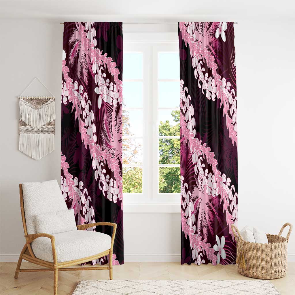 Puakenikeni Maile Lei Window Curtain Frangipani Pink Tropical Leaves LT01 - Polynesian Pride