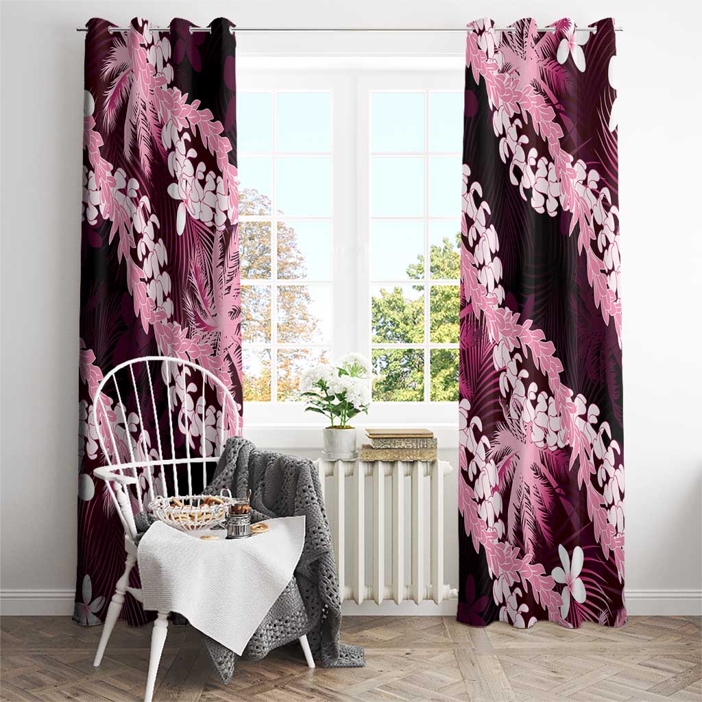 Puakenikeni Maile Lei Window Curtain Frangipani Pink Tropical Leaves LT01 - Polynesian Pride