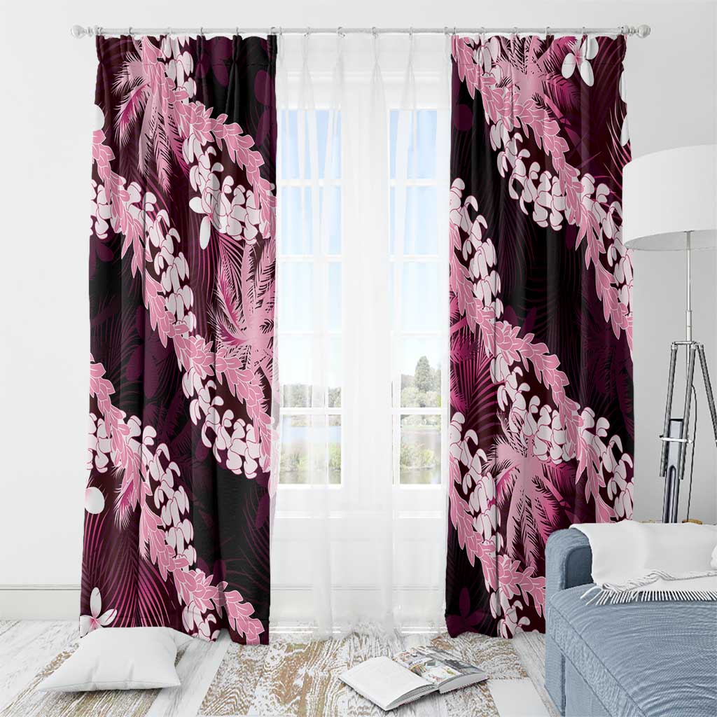 Puakenikeni Maile Lei Window Curtain Frangipani Pink Tropical Leaves LT01 - Polynesian Pride