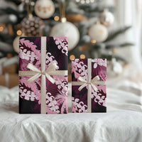 Puakenikeni Maile Lei Wrapping Paper Frangipani Pink Tropical Leaves