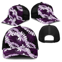 Puakenikeni Maile Lei Baseball Net Cap Frangipani Purple Tropical Leaves LT01 - Polynesian Pride