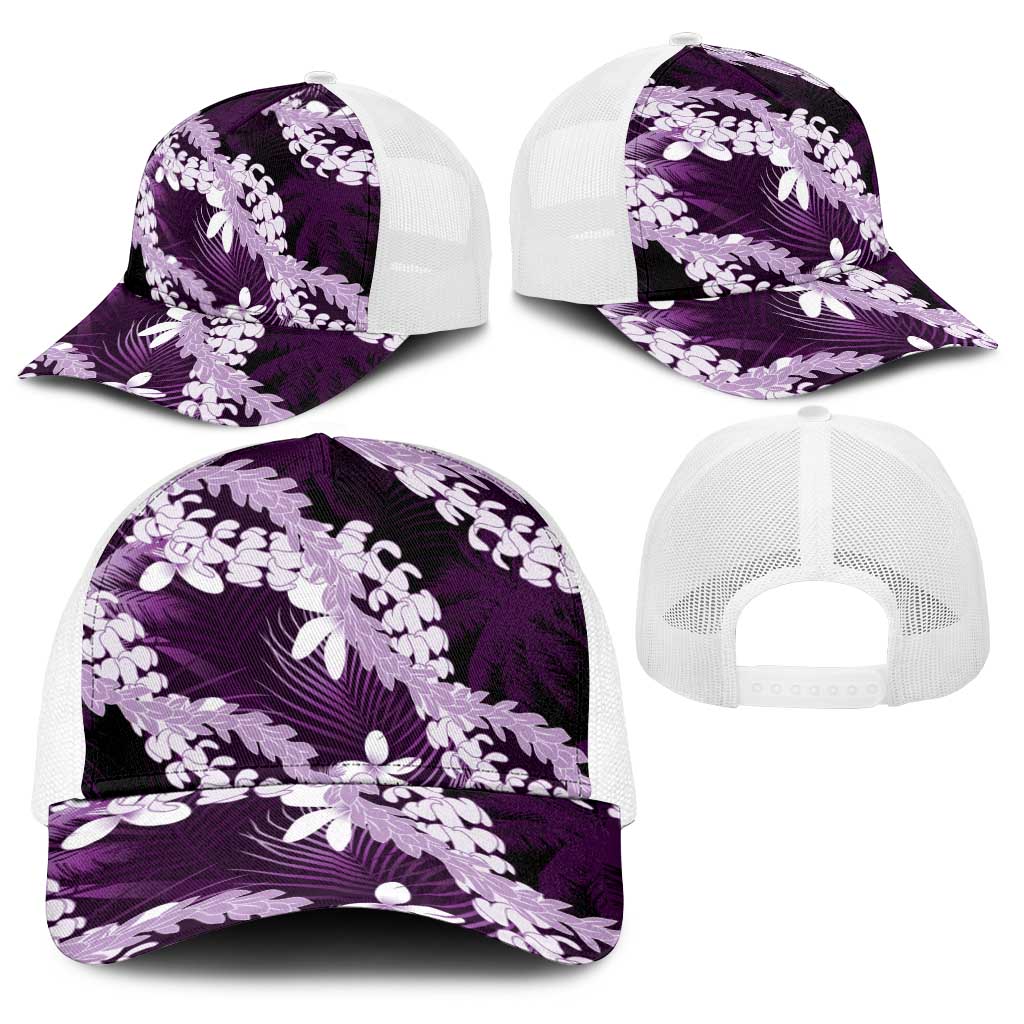 Puakenikeni Maile Lei Baseball Net Cap Frangipani Purple Tropical Leaves LT01 - Polynesian Pride