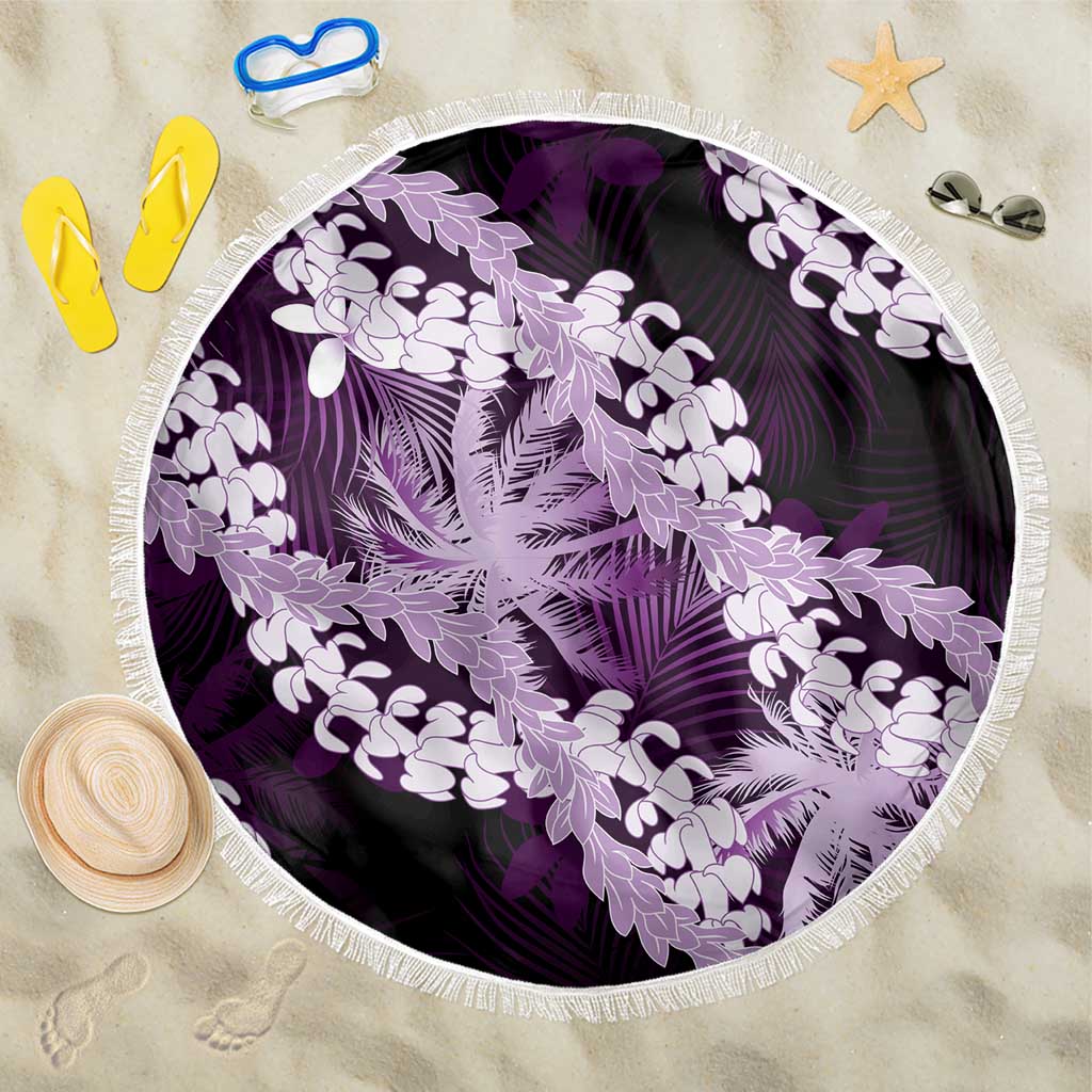 Puakenikeni Maile Lei Beach Blanket Frangipani Purple Tropical Leaves