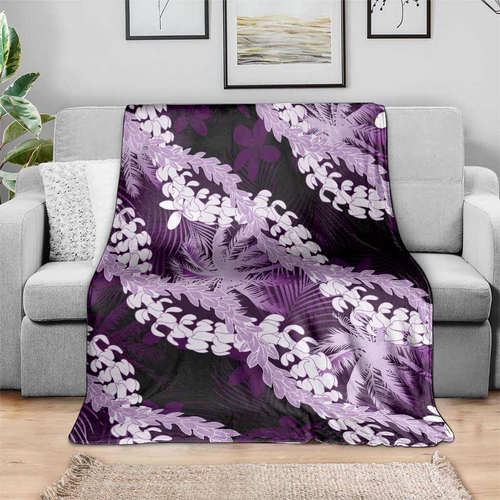 Puakenikeni Maile Lei Blanket Frangipani Purple Tropical Leaves