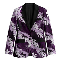 Puakenikeni Maile Lei Blazer Frangipani Purple Tropical Leaves LT01 Unisex Purple - Polynesian Pride