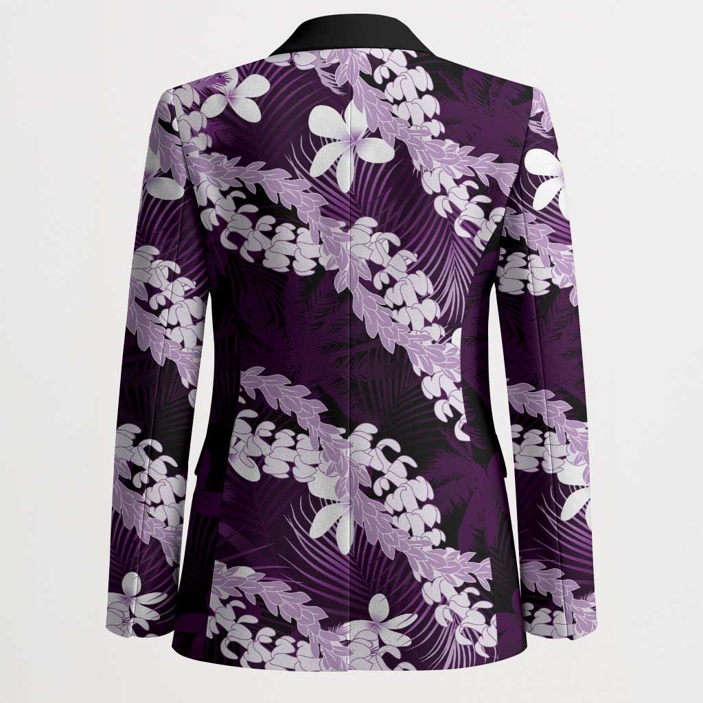 Puakenikeni Maile Lei Blazer Frangipani Purple Tropical Leaves LT01 - Polynesian Pride