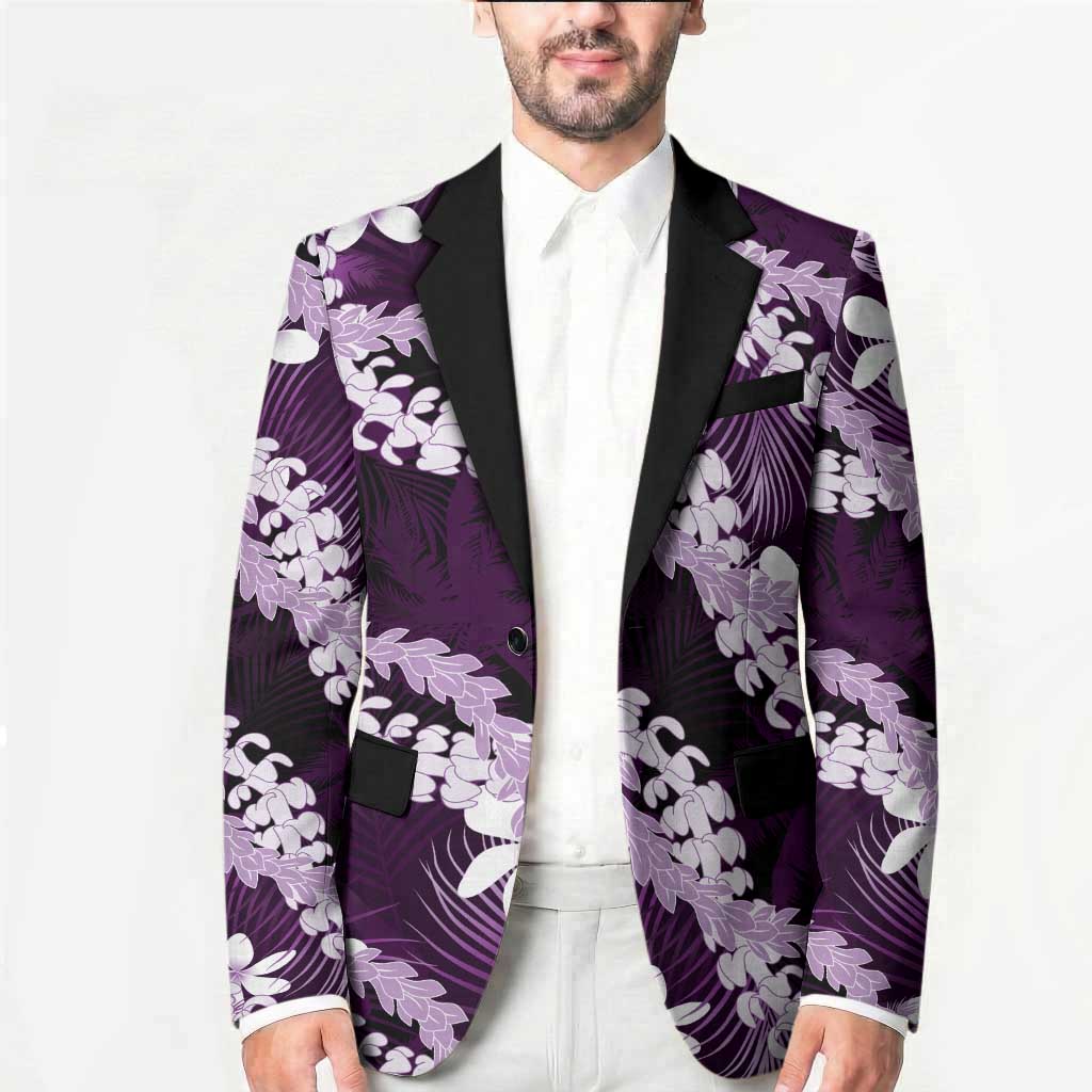 Puakenikeni Maile Lei Blazer Frangipani Purple Tropical Leaves LT01 - Polynesian Pride