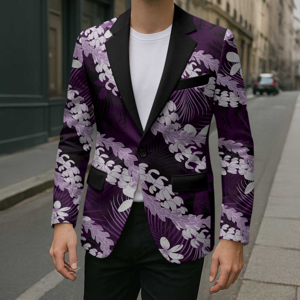Puakenikeni Maile Lei Blazer Frangipani Purple Tropical Leaves LT01 - Polynesian Pride