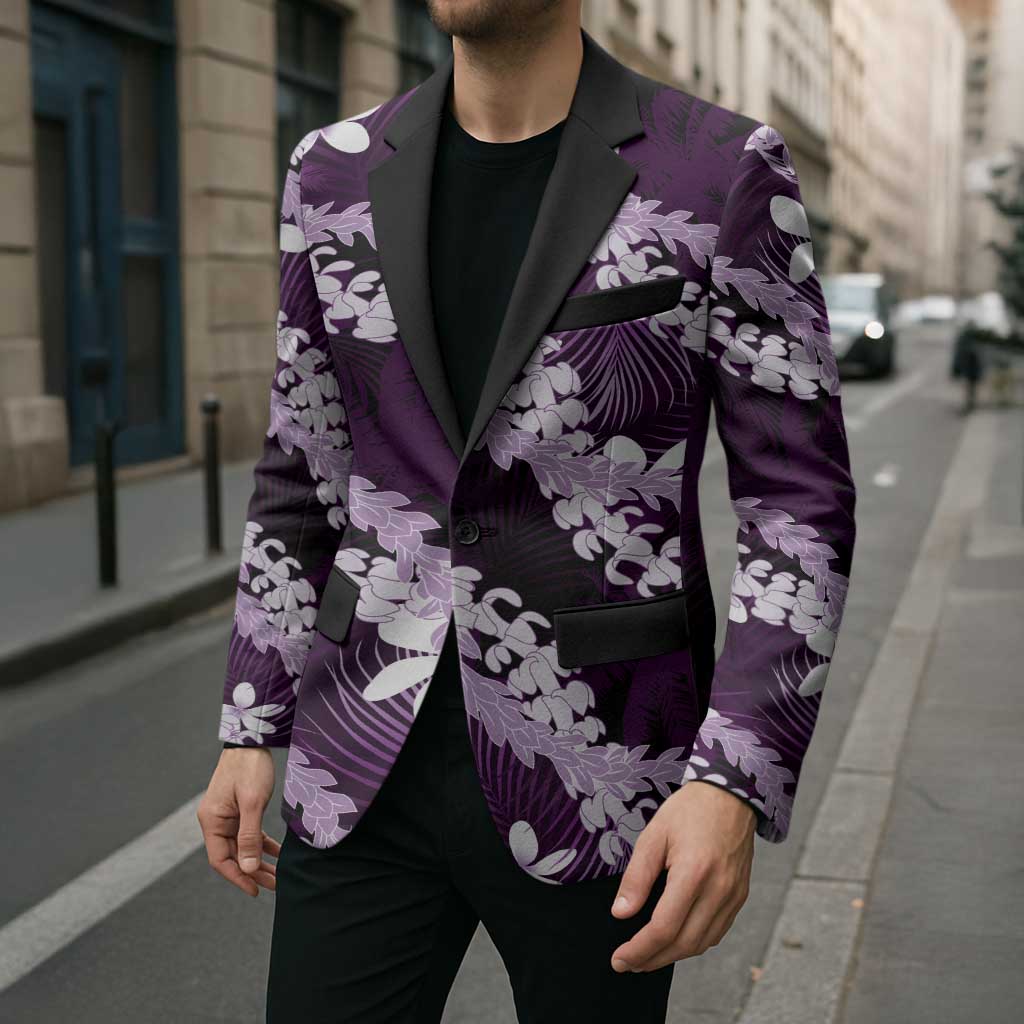 Puakenikeni Maile Lei Blazer Frangipani Purple Tropical Leaves LT01 - Polynesian Pride