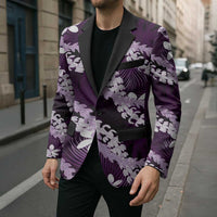 Puakenikeni Maile Lei Blazer Frangipani Purple Tropical Leaves LT01 - Polynesian Pride