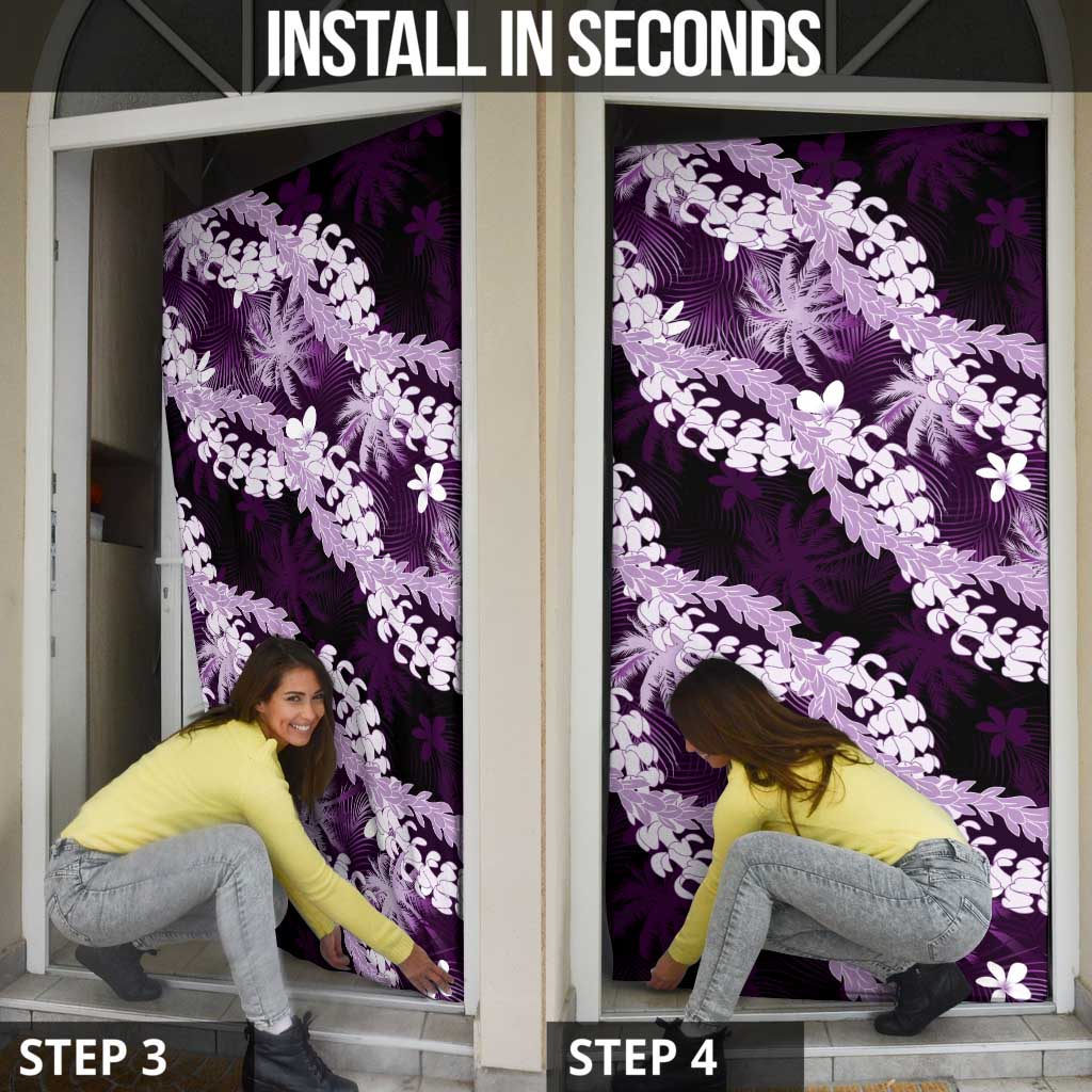 Puakenikeni Maile Lei Door Cover Frangipani Purple Tropical Leaves LT01 - Polynesian Pride