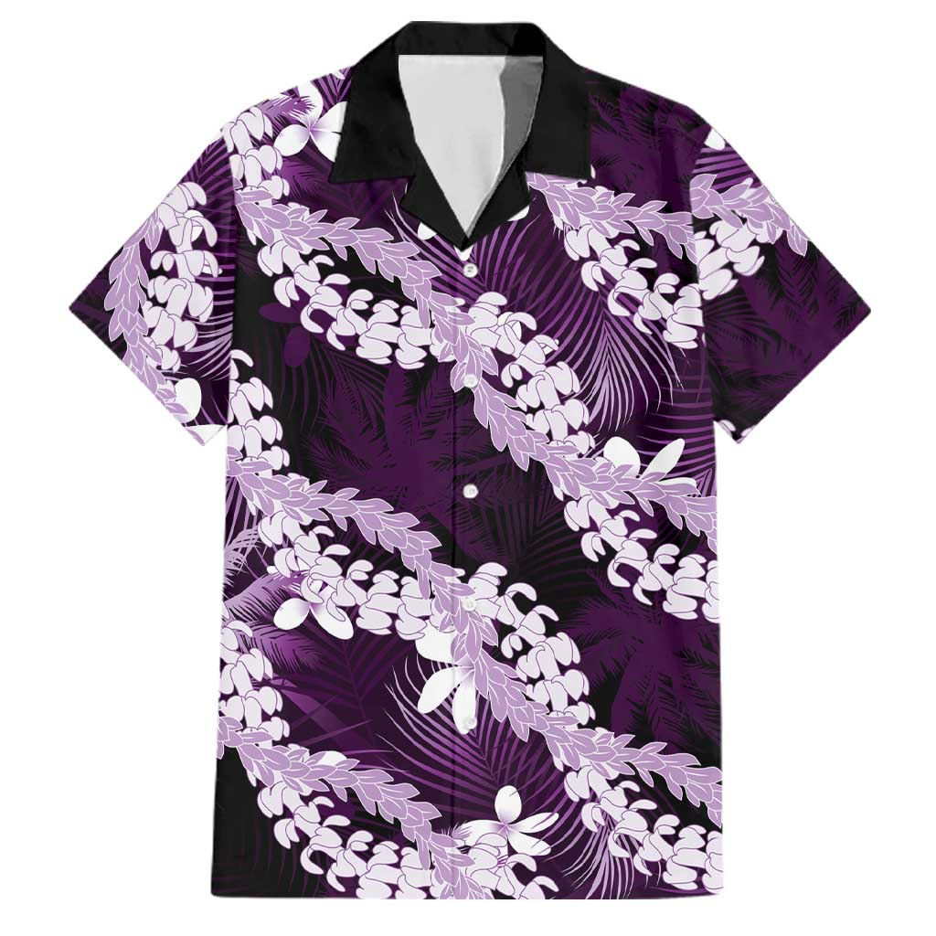 Puakenikeni Maile Lei Family Matching Long Sleeve Bodycon Dress and Hawaiian Shirt Frangipani Purple Tropical Leaves LT01 Dad's Shirt - Short Sleeve Purple - Polynesian Pride