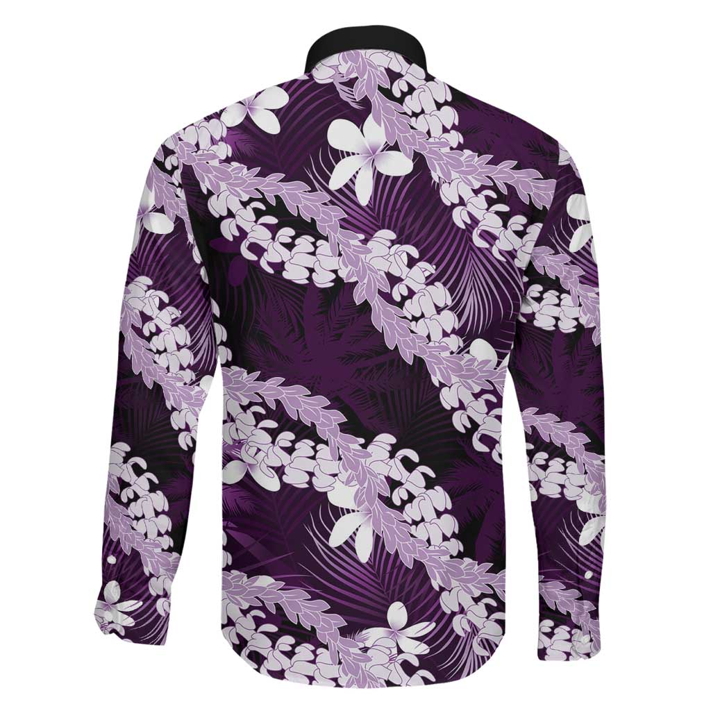 Puakenikeni Maile Lei Family Matching Short Sleeve Bodycon Dress and Hawaiian Shirt Frangipani Purple Tropical Leaves LT01 - Polynesian Pride