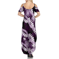 Puakenikeni Maile Lei Family Matching Summer Maxi Dress and Hawaiian Shirt Frangipani Purple Tropical Leaves LT01 - Polynesian Pride