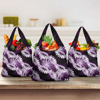 Puakenikeni Maile Lei Grocery Bag Frangipani Purple Tropical Leaves