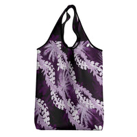 Puakenikeni Maile Lei Grocery Bag Frangipani Purple Tropical Leaves