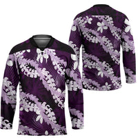 Puakenikeni Maile Lei Hockey Jersey Frangipani Purple Tropical Leaves LT01 - Polynesian Pride