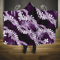 Puakenikeni Maile Lei Hooded Blanket Frangipani Purple Tropical Leaves LT01 - Polynesian Pride