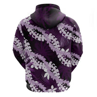 Puakenikeni Maile Lei Hoodie Frangipani Purple Tropical Leaves LT01 - Polynesian Pride