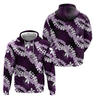 Puakenikeni Maile Lei Hoodie Frangipani Purple Tropical Leaves LT01 - Polynesian Pride