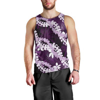 Puakenikeni Maile Lei Men Tank Top Frangipani Purple Tropical Leaves LT01 - Polynesian Pride