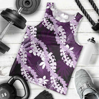 Puakenikeni Maile Lei Men Tank Top Frangipani Purple Tropical Leaves LT01 - Polynesian Pride