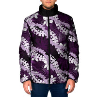 Puakenikeni Maile Lei Padded Jacket Frangipani Purple Tropical Leaves LT01 Men Purple - Polynesian Pride