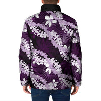 Puakenikeni Maile Lei Padded Jacket Frangipani Purple Tropical Leaves LT01 - Polynesian Pride