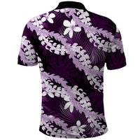 Puakenikeni Maile Lei Polo Shirt Frangipani Purple Tropical Leaves LT01 - Polynesian Pride