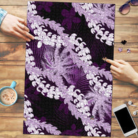 Puakenikeni Maile Lei Puzzle Frangipani Purple Tropical Leaves
