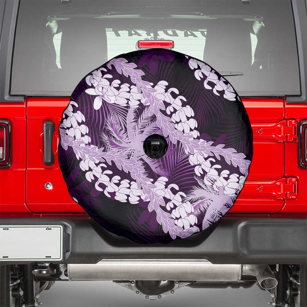 Puakenikeni Maile Lei Spare Tire Cover Frangipani Purple Tropical Leaves LT01 - Polynesian Pride