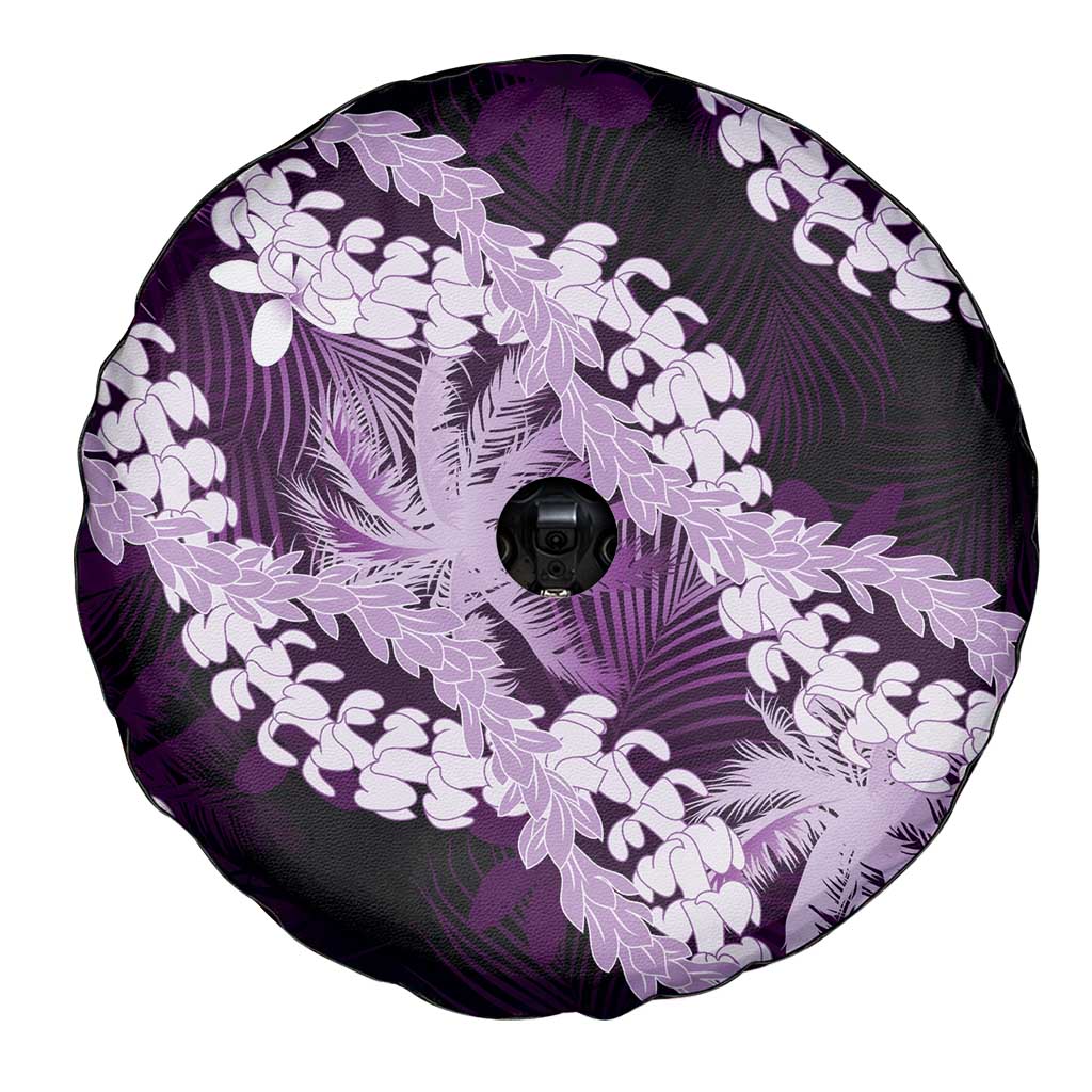 Puakenikeni Maile Lei Spare Tire Cover Frangipani Purple Tropical Leaves LT01 - Polynesian Pride