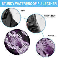 Puakenikeni Maile Lei Spare Tire Cover Frangipani Purple Tropical Leaves LT01 - Polynesian Pride
