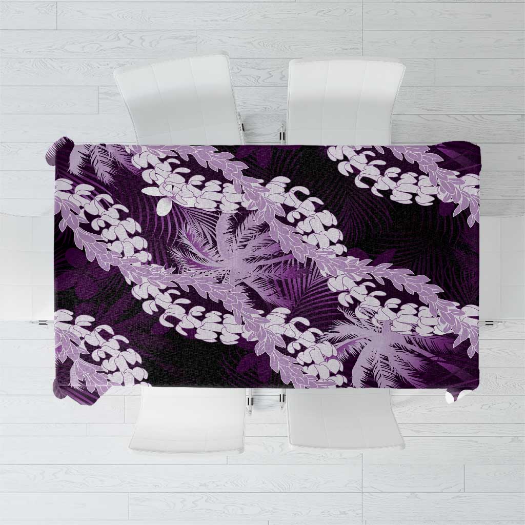Puakenikeni Maile Lei Tablecloth Frangipani Purple Tropical Leaves LT01 Purple - Polynesian Pride